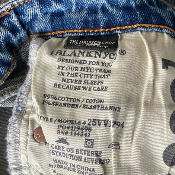 Blank NYC The Madison Crop High-Rise Light Wash Jean Women's Size 29 - Picture 8 of 11
